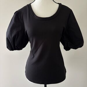 Nicole Miller Black Puff Sleeve Blouse
